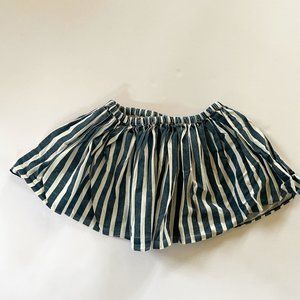 Wovenplay Baux Skirt - organic cotton, navy blue/white stripe, age 6